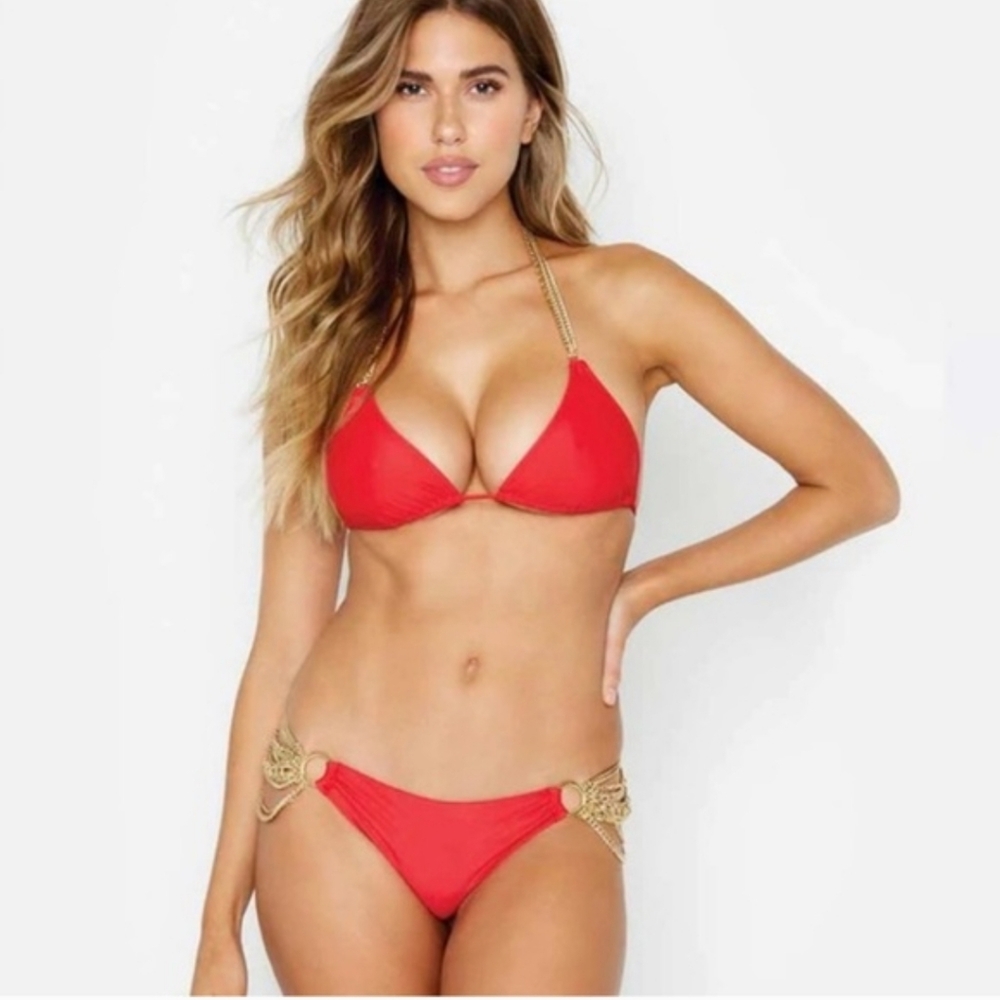 Red Ball And Chain Bikini Set